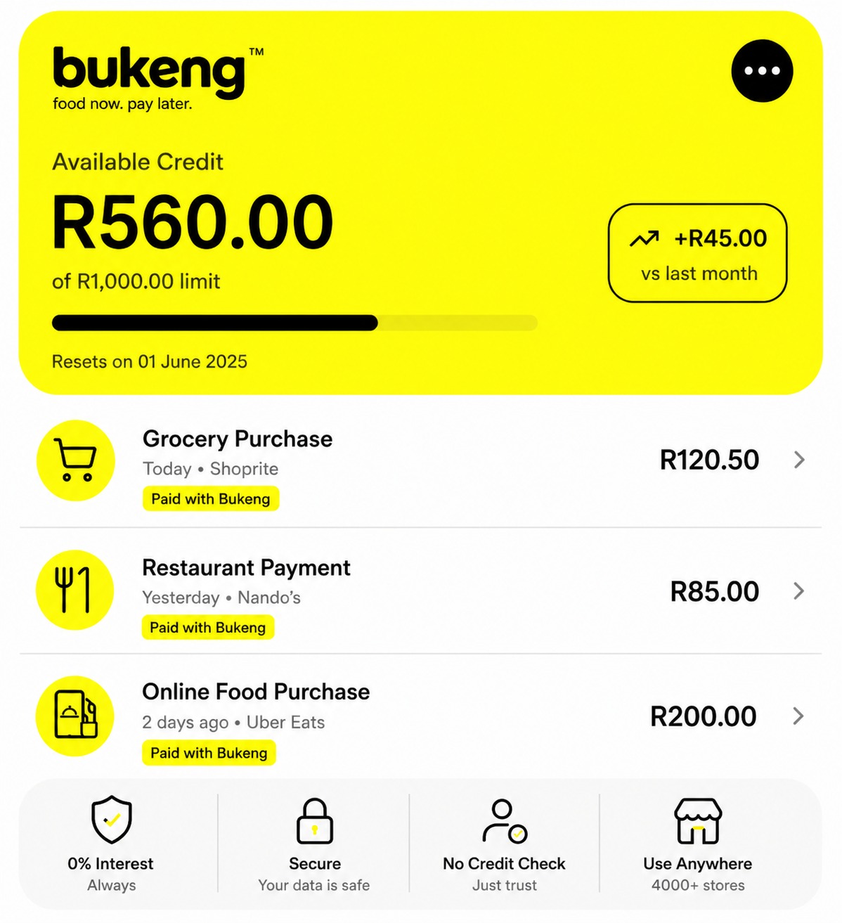 Bukeng payment card